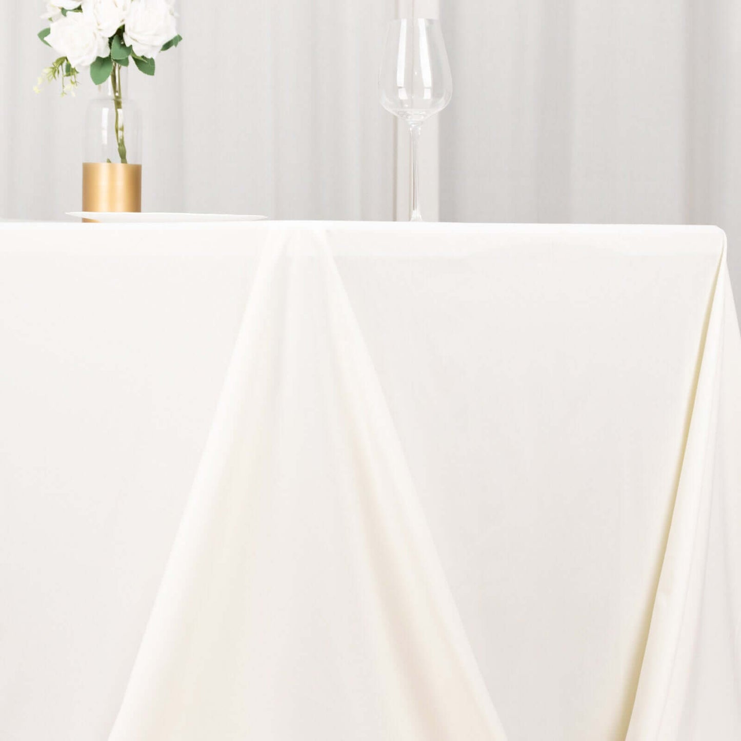 Scuba Rectangular 90"x156" Tablecloth Ivory - Wrinkle Free, Stain Resistant & Seamless Table Cover - Bell Racket Store