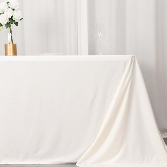 Scuba Rectangular 90"x156" Tablecloth Ivory - Wrinkle Free, Stain Resistant & Seamless Table Cover - Bell Racket Store