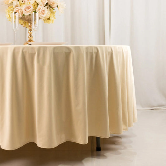 Scuba Round 108" Tablecloth Beige - Wrinkle Free & Stain Resistant Table Cover - Bell Racket Store