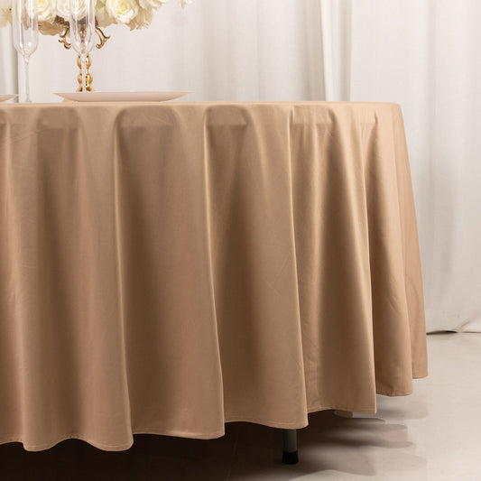Scuba Round 108" Tablecloth Nude - Wrinkle Free & Stain Resistant Table Cover - Bell Racket Store