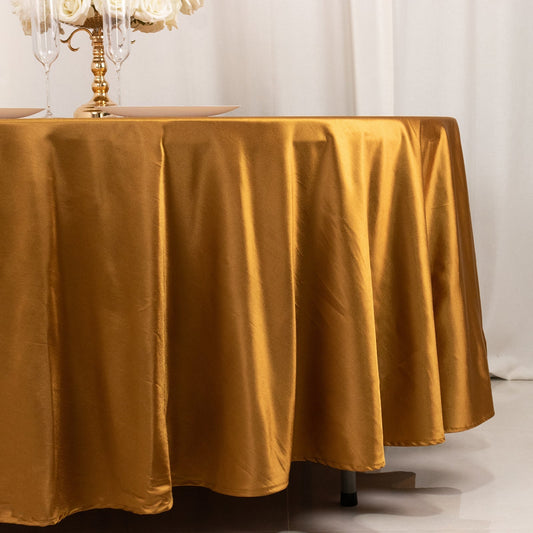 Scuba Round 108" Tablecloth Shimmering Gold - Wrinkle Free & Stain Resistant Table Cover for Weddings and Parties - Bell Racket Store