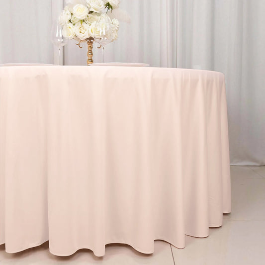 Scuba Round 120" Tablecloth Blush - Wrinkle Free & Stain Resistant Seamless Table Cover - Bell Racket Store