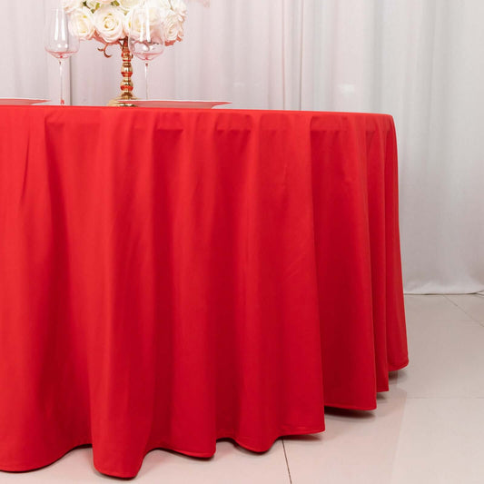 Scuba Round 120" Tablecloth Red - Wrinkle Free & Stain Resistant Seamless Table Cover - Bell Racket Store