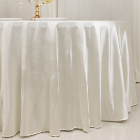 Scuba Round 120" Tablecloth Shimmering Pearl White - Wrinkle Free, Stain Resistant & Seamless Table Cover - Bell Racket Store