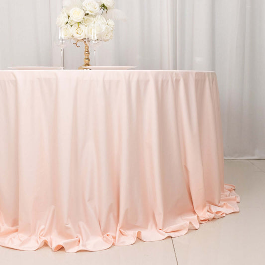 Scuba Round 132" Tablecloth Blush - Wrinkle Free & Stain Resistant Seamless Table Cover - Bell Racket Store
