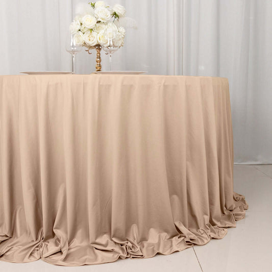 Scuba Round 132" Tablecloth Nude - Wrinkle Free & Stain Resistant Seamless Table Cover - Bell Racket Store