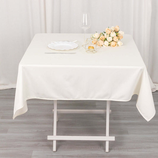 Scuba Square 54"x54" Tablecloth Ivory - Wrinkle Free & Stain Resistant Table Cover - Bell Racket Store