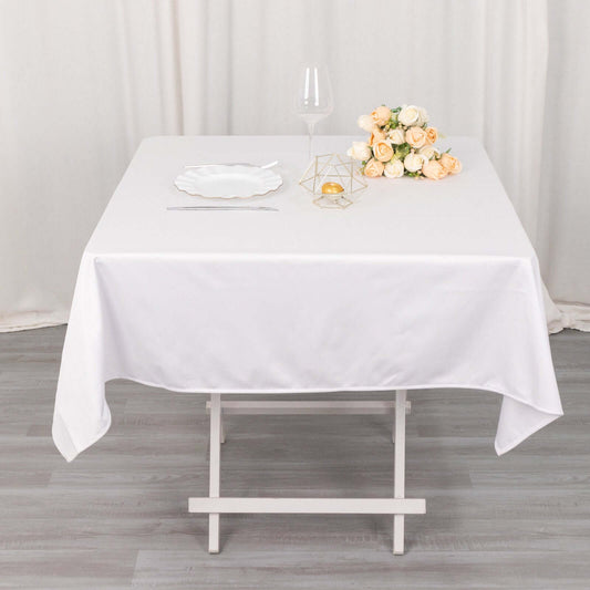 Scuba Square 54"x54" Tablecloth White - Wrinkle Free & Stain Resistant Table Cover for Weddings & Events - Bell Racket Store