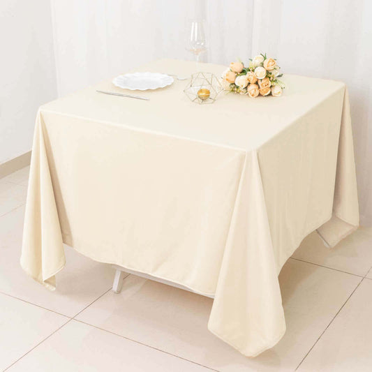 Scuba Square 70"x70" Tablecloth Beige - Wrinkle Free & Stain Resistant Table Cover - Bell Racket Store