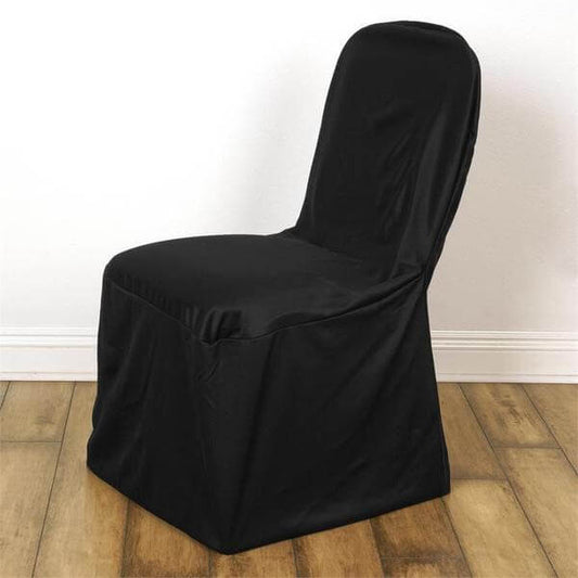 Scuba Stretch Chair Cover Black for Banquet Chairs Slim Fit Design - Wrinkle Free and Durable Slipcover - NestOCart