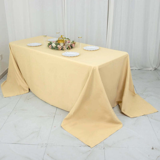 Premium Polyester 90"x132" Rectangle Tablecloth Champagne - Seamless 220GSM Stain-Resistant Table Cover