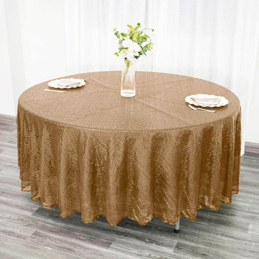 Sequin 108" Round Tablecloth Gold - Glittering Finish for Glamorous Events - NestOCart