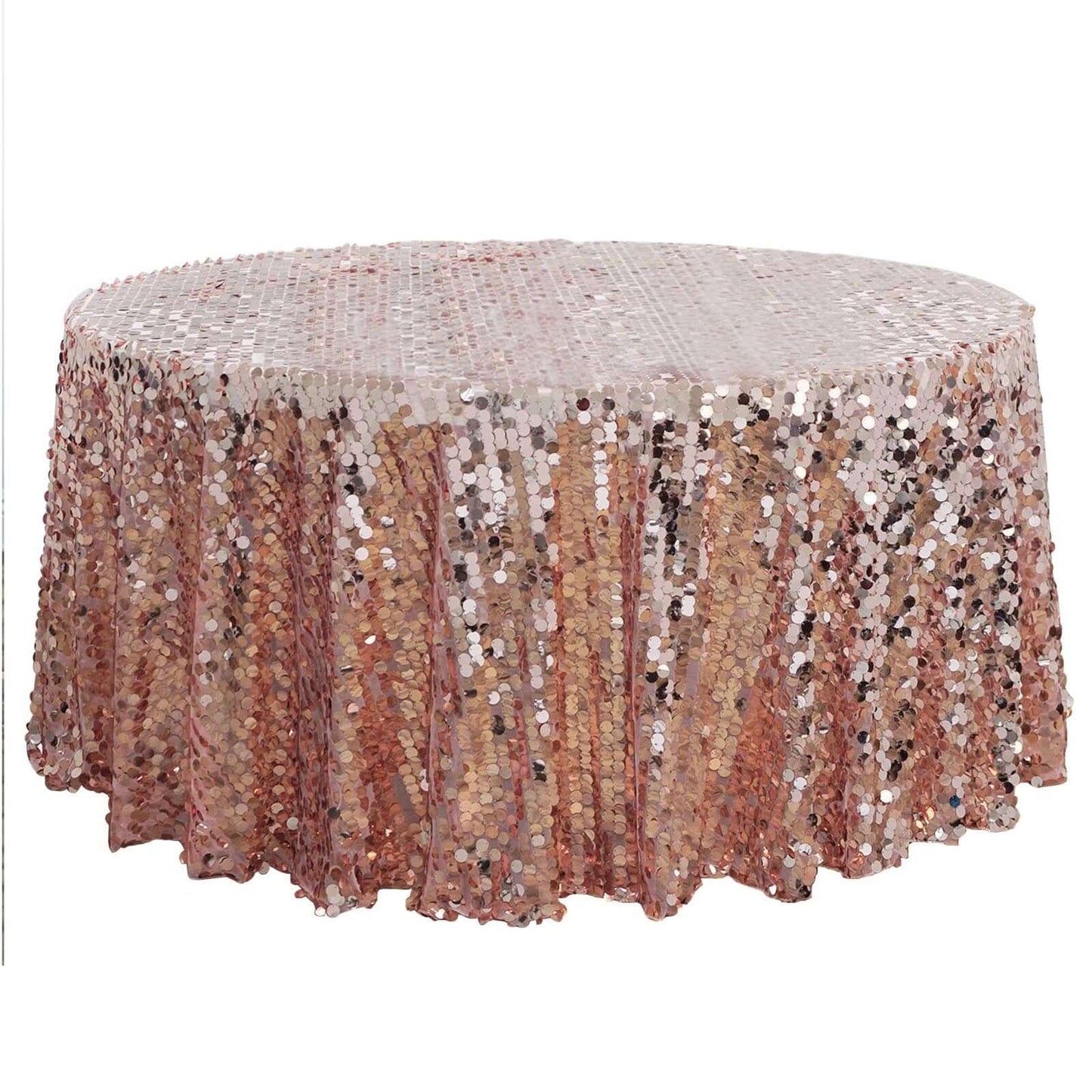 Sequin 120" Round Tablecloth Rose Gold - Seamless Big Payette Table Cover - NestOCart