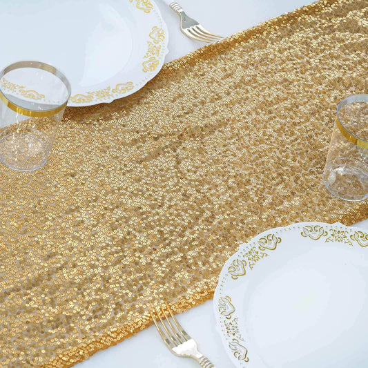 Sequin 12"x108" Table Runner Gold - Glittering Design for Stylish Celebrations - NestOCart