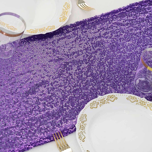 Sequin 12"x108" Table Runner Purple - Glittering Design - NestOCart