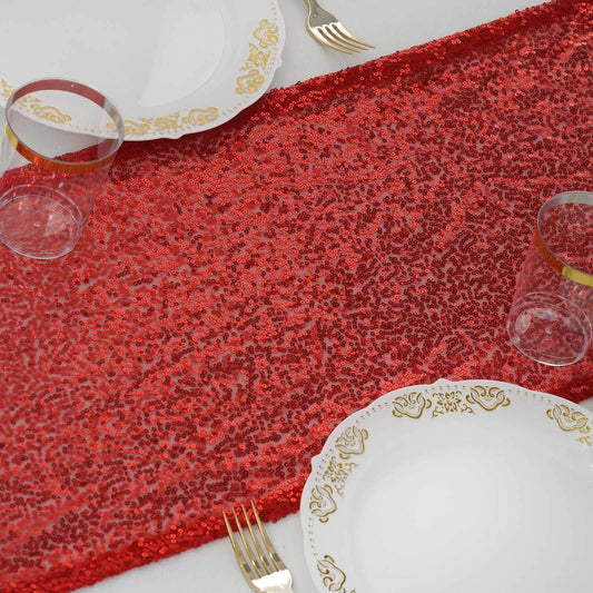 Sequin 12"x108" Table Runner Red - Glittering Design - NestOCart