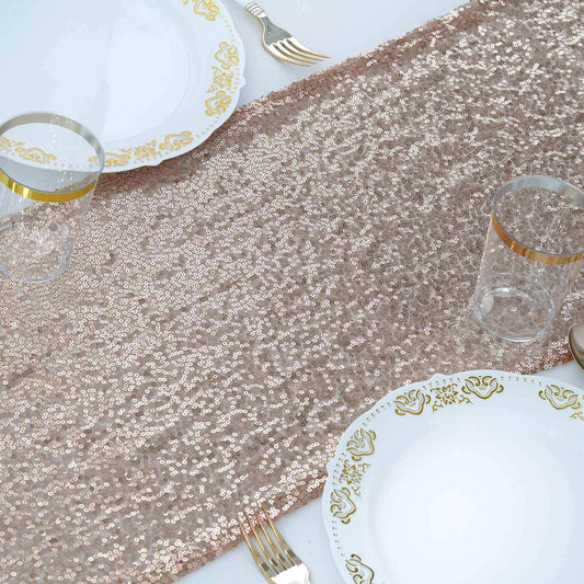 Sequin 12"x108" Table Runner Rose Gold - Glittering Design - NestOCart