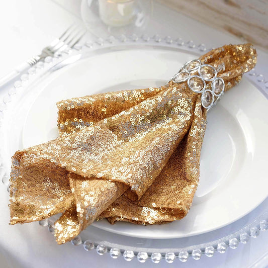 Sequin 20"x20" Napkin Gold - Shimmering Decorative Dinner Napkin for Weddings & Events - NestOCart