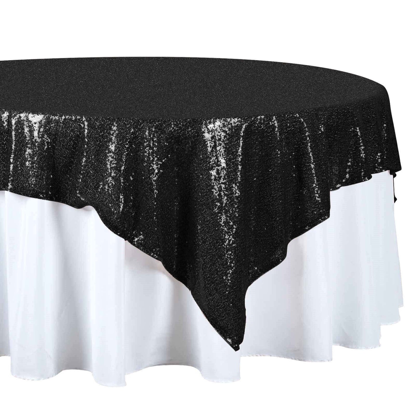Sequin 72"x72" Table Overlay Square Tablecloth Black - Sparkly Design for Stunning Events - NestOCart