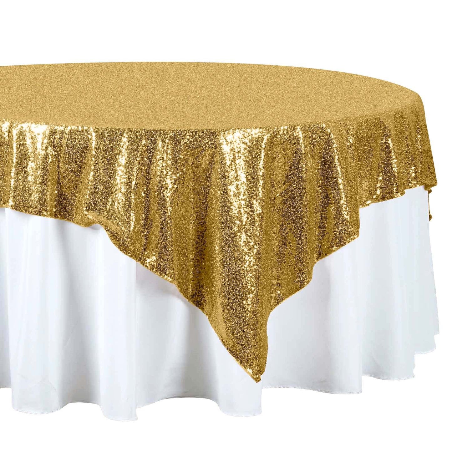 Sequin 72"x72" Table Overlay Square Tablecloth Gold - Sparkly Design for Stunning Events - NestOCart