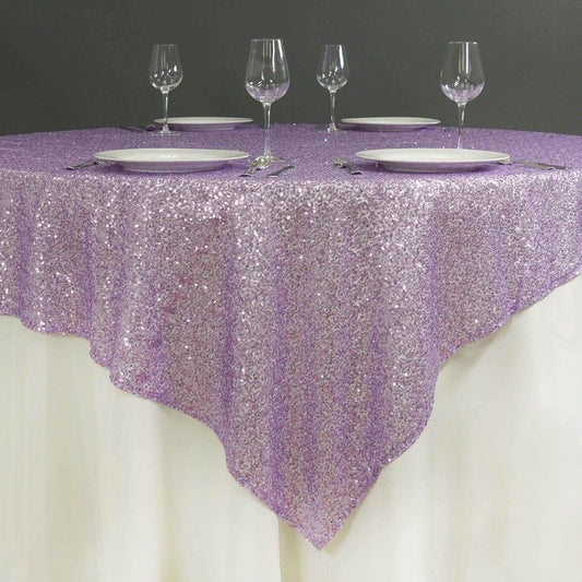 Sequin 72"x72" Table Overlay Square Tablecloth Lavender Lilac - Sparkly Table Cover - NestOCart