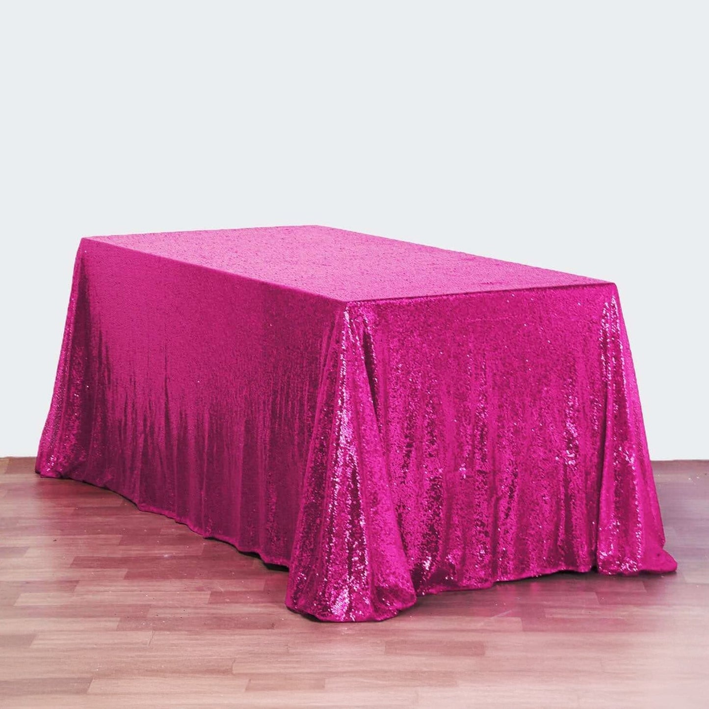 Sequin 90"x156" Rectangle Tablecloth Fuchsia - Seamless Twinkling Table Cover - NestOCart