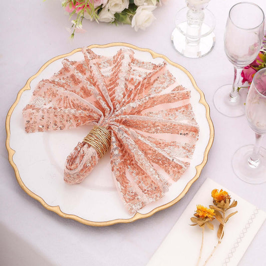 Sequin Napkins 20"x20" Blush - Diamond Pattern Reusable Napkin - Bell Racket Store