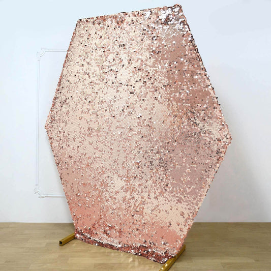8ftx7ft Rose Gold Big Payette Sequin Sparkly Hexagon Backdrop Stand Cover