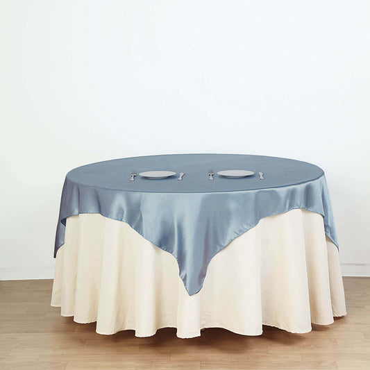 Satin 60"x60" Table Overlay Square Tablecloth Dusty Blue - Smooth Silky Touch Table Cover