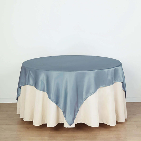 Satin 72"x72" Table Overlay Square Tablecloth Dusty Blue - Smooth Finish Table Cover