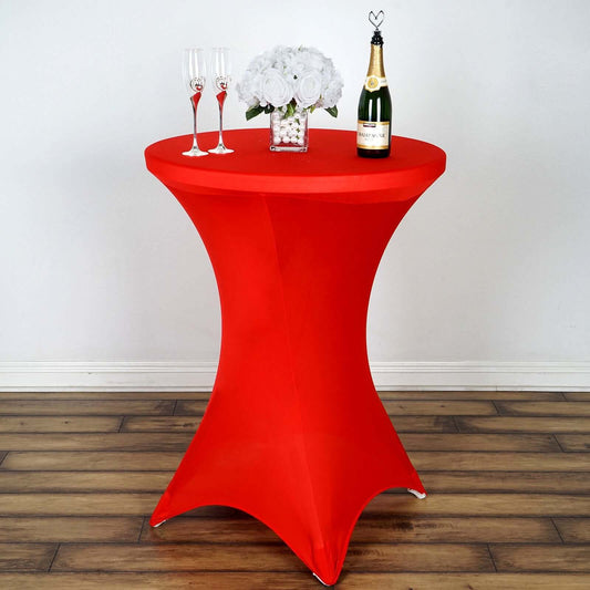Spandex 30" Round Cocktail Table Cover Red - Easy to Maintain Stretch Fitted Highboy Tablecloth - NestOCart