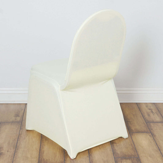 Spandex Chair Cover for Banquet Chairs Ivory - Stretch 160GSM Fabric with Slip - On Slipcover - NestOCart