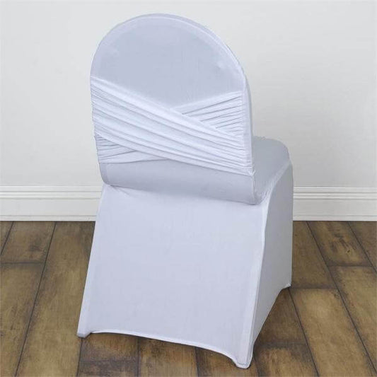 Spandex Chair Cover Madrid Style for Banquet Chairs White - Stylish Stretch 180GSM Fitted Slipcover for Weddings - NestOCart