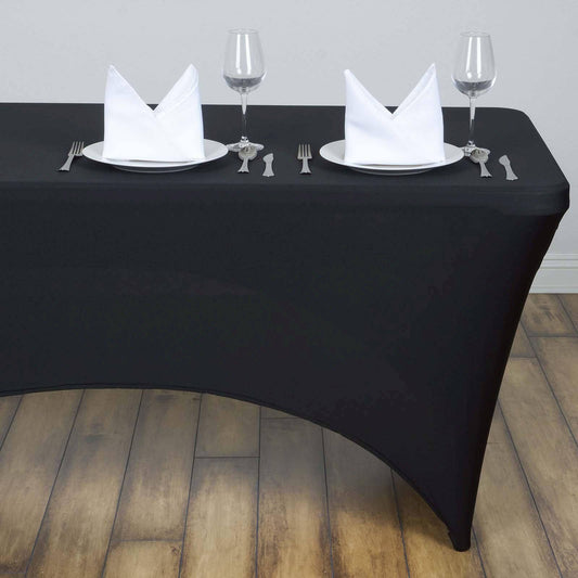 Stretch Spandex 48"x30" Rectangle Tablecloth Black - Durable Form - Fitting Table Cover - NestOCart