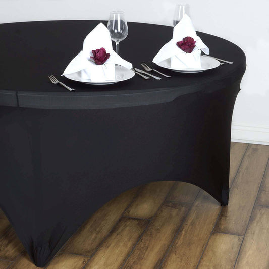 Stretch Spandex 5ft Round Tablecloth Black - Durable Form - Fitting Table Cover - NestOCart