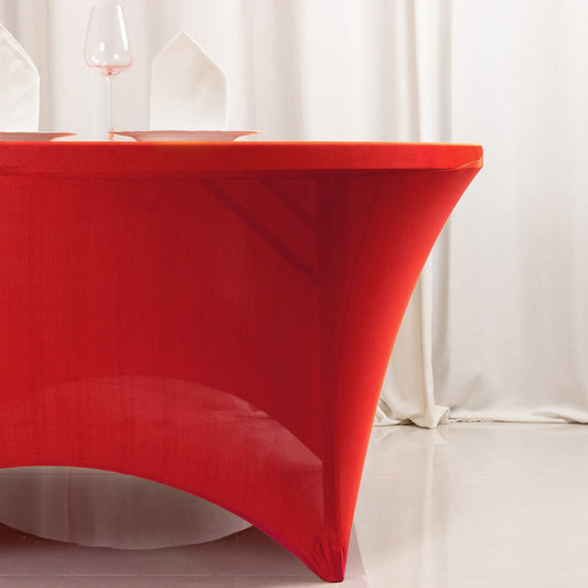 Stretch Spandex 5ft Round Tablecloth Red - Durable Form - Fitting Table Cover - NestOCart