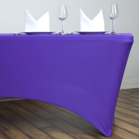 Stretch Spandex 6ft Rectangle Tablecloth Purple - Durable Form - Fitting Table Cover - NestOCart