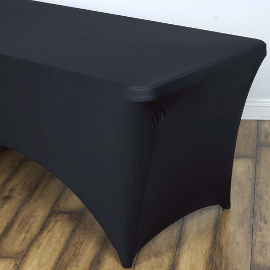 Stretch Spandex 96"x30" Rectangle Table Cover Black - Durable Form - Fitting Tablecloth - NestOCart