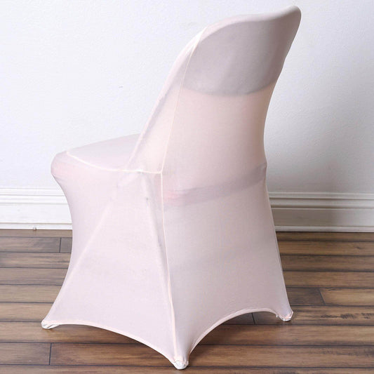 Stretch Spandex Chair Cover Blush for Folding Chairs - Reusable & Wrinkle - Resistant 160GSM Fitted Slipcover - NestOCart