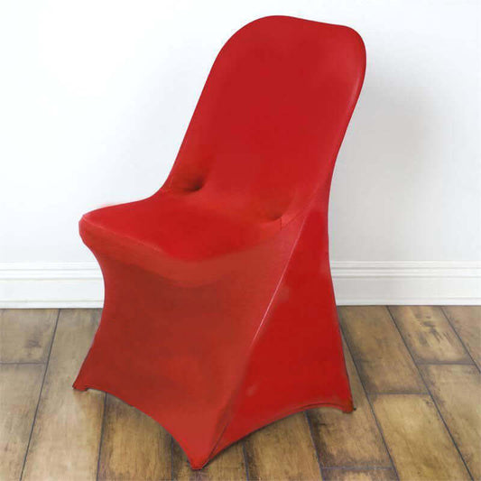 Stretch Spandex Chair Cover Red for Folding Chairs - Reusable & Wrinkle - Resistant 160GSM Fitted Slipcover - NestOCart