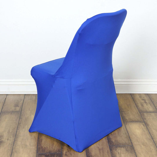 Stretch Spandex Chair Cover Royal Blue for Folding Chairs - Reusable & Wrinkle - Resistant 160GSM Fitted Slipcover - NestOCart