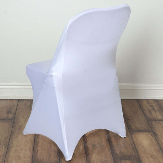 Stretch Spandex Chair Cover White for Folding Chairs - Reusable & Wrinkle - Resistant 160GSM Fitted Slipcover for a Polished Look - NestOCart
