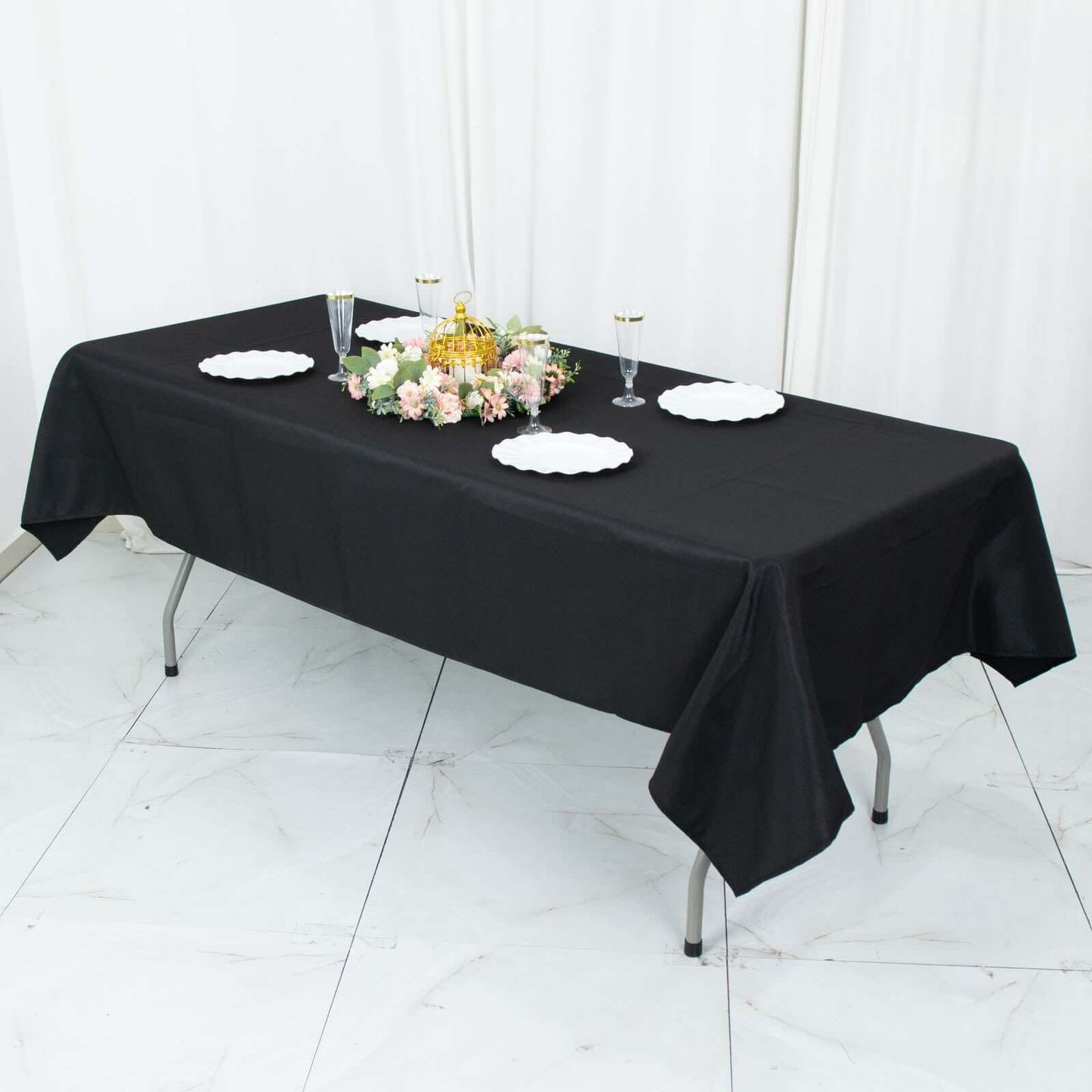 Premium Polyester 54"x96" Rectangle Tablecloth Black - Durable 220GSM Stain-Resistant Fabric Table Cover