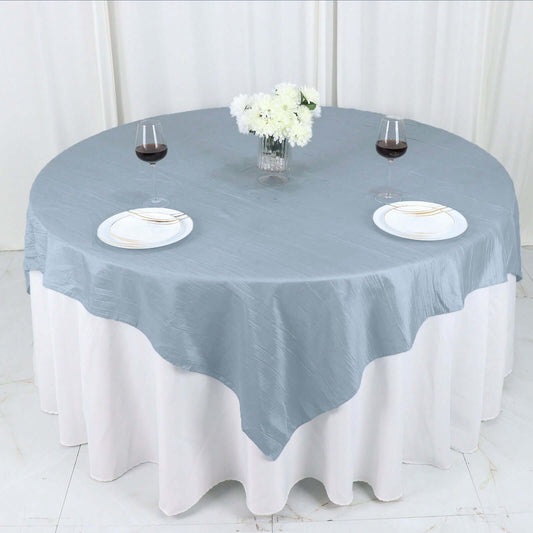 Taffeta 72"x72" Table Overlay Square Tablecloth Dusty Blue - Accordion Crinkle Table Cover - Bell Racket Store