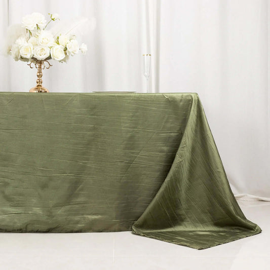 Taffeta 90"x132" Rectangle Tablecloth Dusty Sage Green - Seamless Accordion Crinkle Table Cover - Bell Racket Store