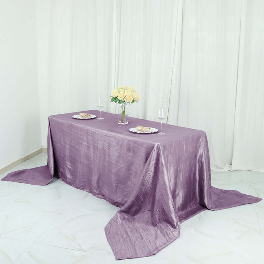 Taffeta 90"x132" Rectangle Tablecloth Violet Amethyst - Seamless Accordion Crinkle Table Cover - Bell Racket Store