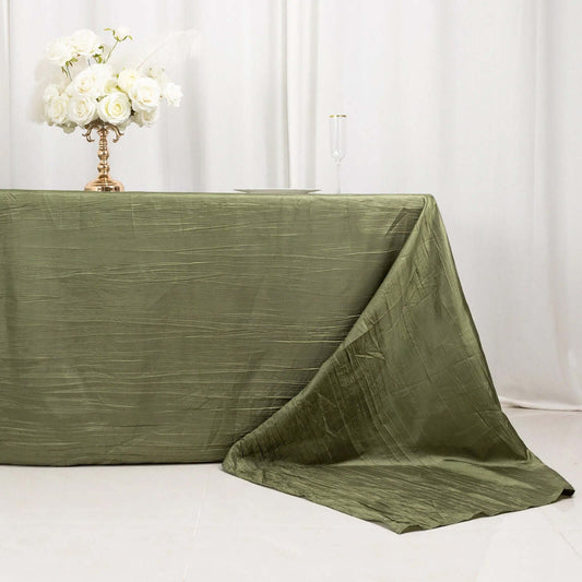 Taffeta 90"x156" Rectangle Tablecloth Dusty Sage Green - Accordion Crinkle Seamless Table Cover - Bell Racket Store