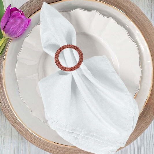 20 Pack Diamond Round Chair Sash Band Buckle Pins Terracotta (Rust) - Timeless Rhinestone Napkin Rings 2.5"