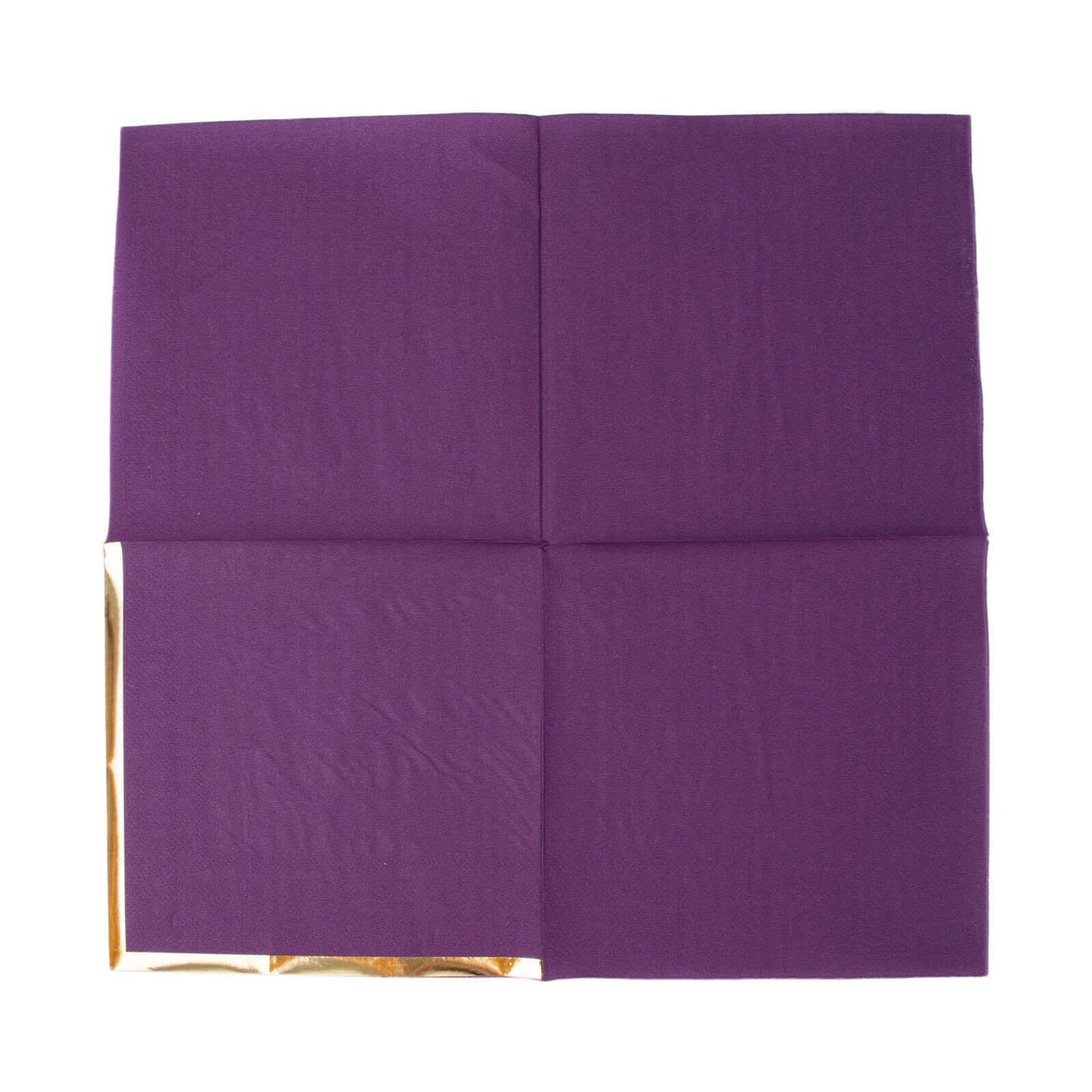 50-Pack Paper Beverage Napkins with Gold Foil Edge Purple - Disposable 2 Ply Cocktail Napkins for Events 6.5"x6.5"