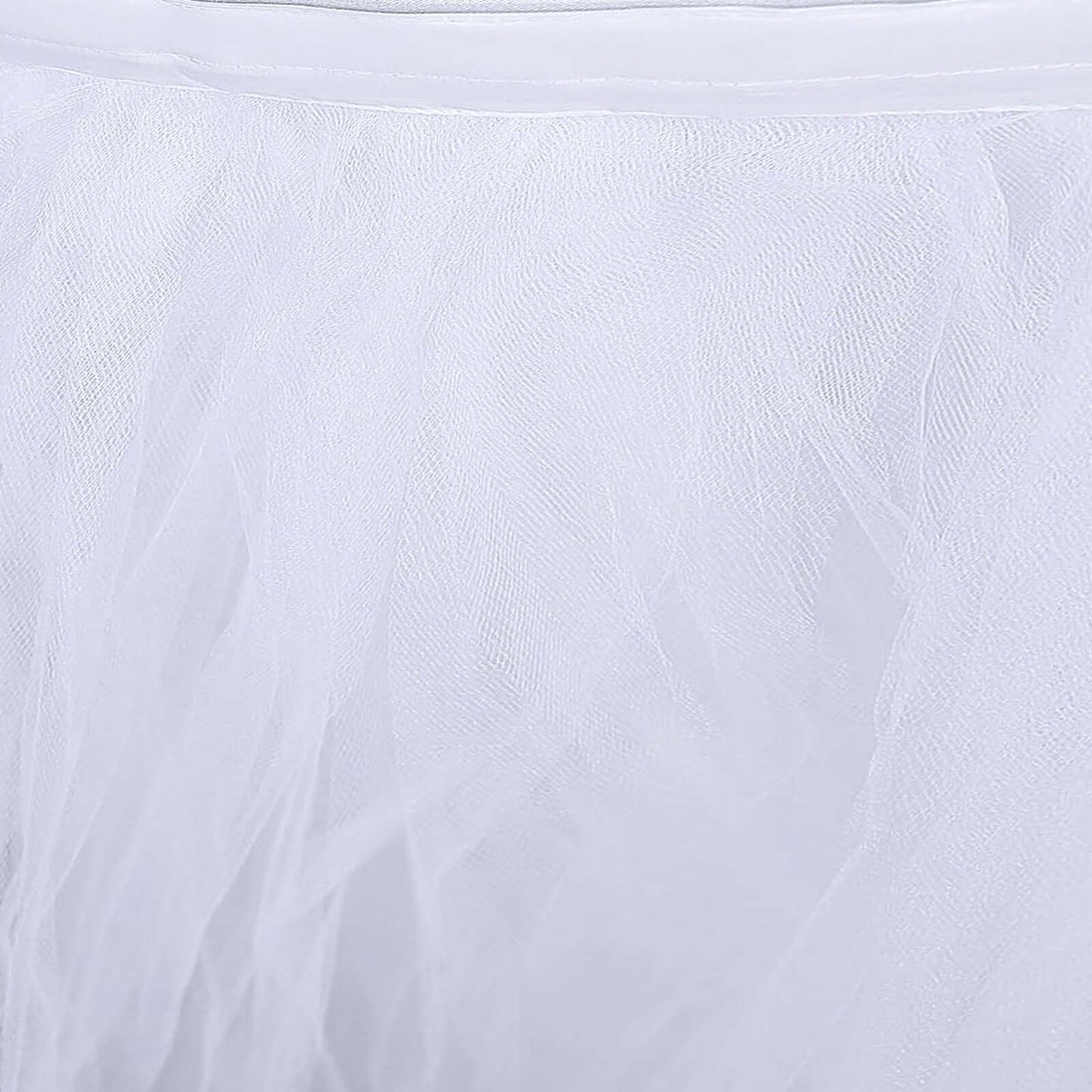 Tulle 17ft Table Skirt White - 4 Layer Pleated Tutu Chic & Soft Event Table Cover - NestOCart